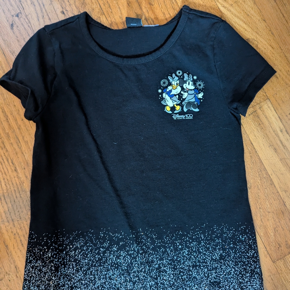 Disney Black T-Shirt with Mickey and Donald Graphic